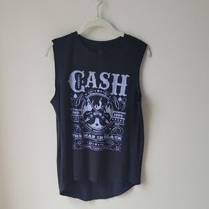 Johnny Cash‎ Black Graphic Sleeveless Tee Size XL Zion Rootswear